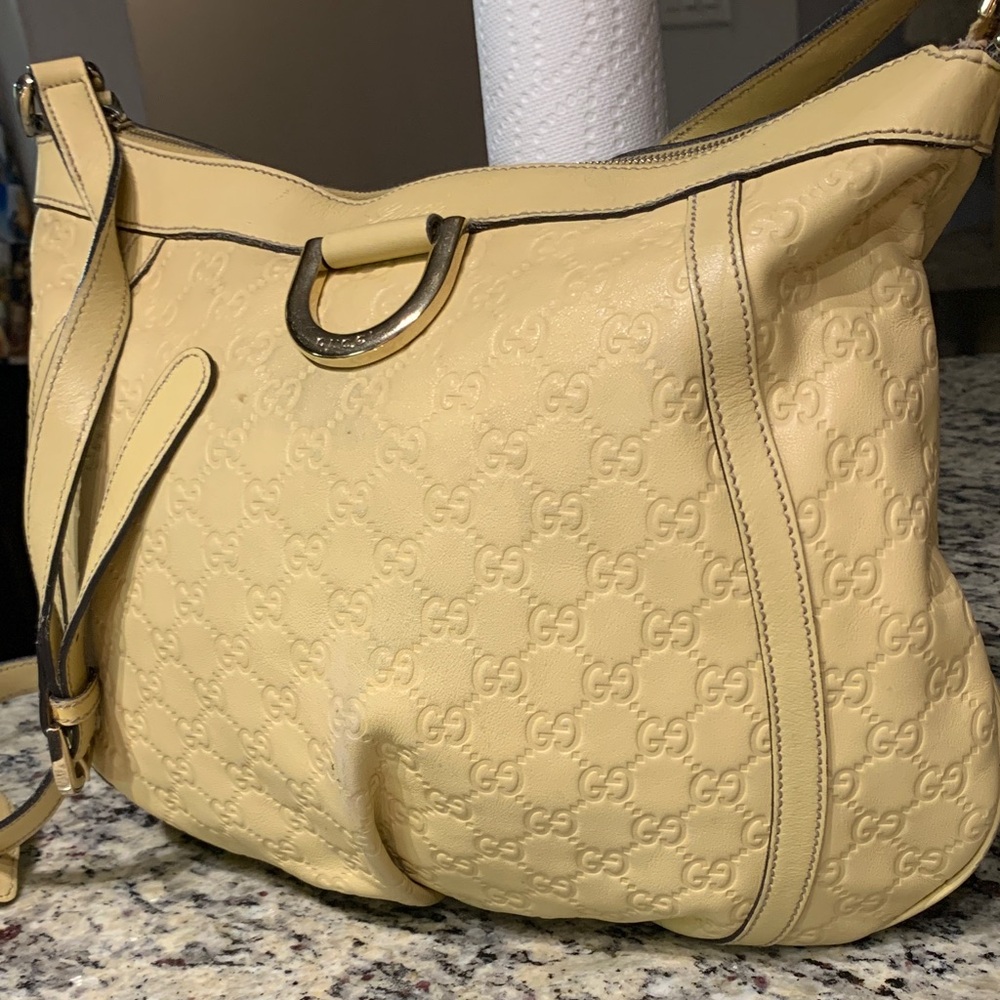 Pre-Loved Gucci Monogram Embossed Adjustable Sing… - image 1